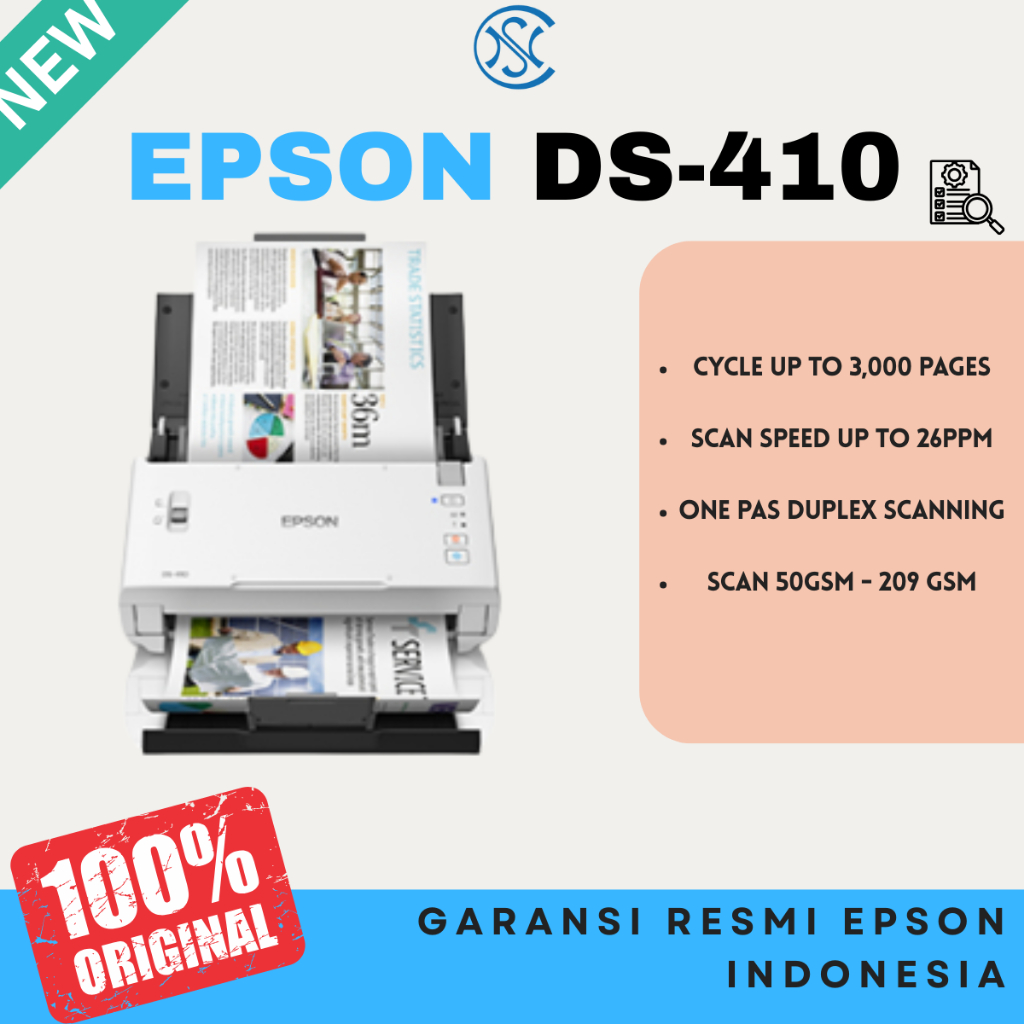SCANNER EPSON WORKFORCE DS-410 DOCUMENT SCANNER DUPLEX