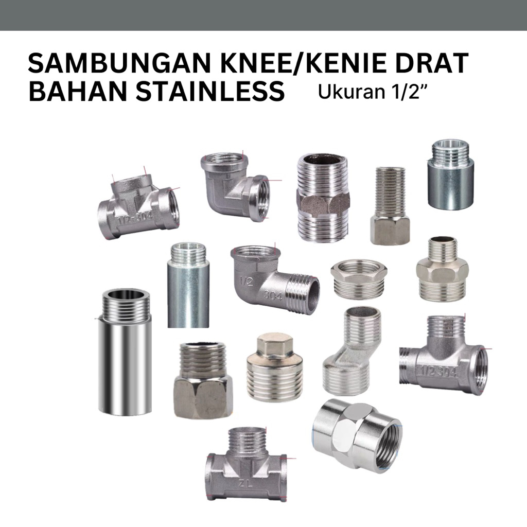 [HARGA UNTUK 3 PCS] SAMBUNGAN KNEE SOK KRAN STAINLESS/SAMBUNGAN L & T KRAN AIR STAINLESS