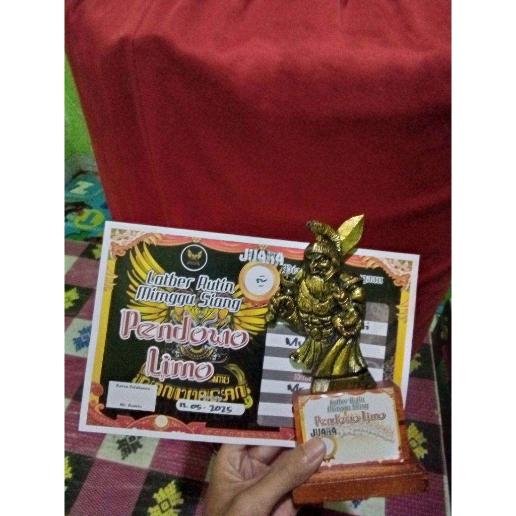 trophy + piagam burung murai batu