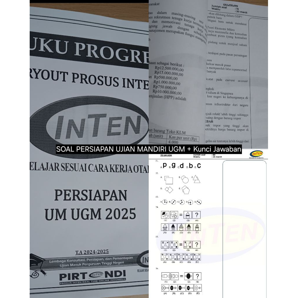 KUMPULAN LATIHAN SOAL MATERI UTBK Prosus Inten (print) + SOAL LATIHAN UJIAN MANDIRI UGM (print) + LA