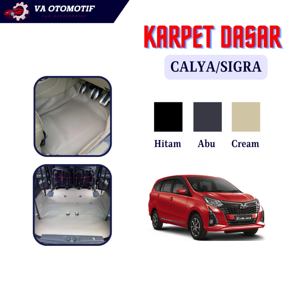 Karpet Dasar Mobil Calya Sigra Tebal//Karpet LantaI Mobil Under Layer Hitam Abu Mocca