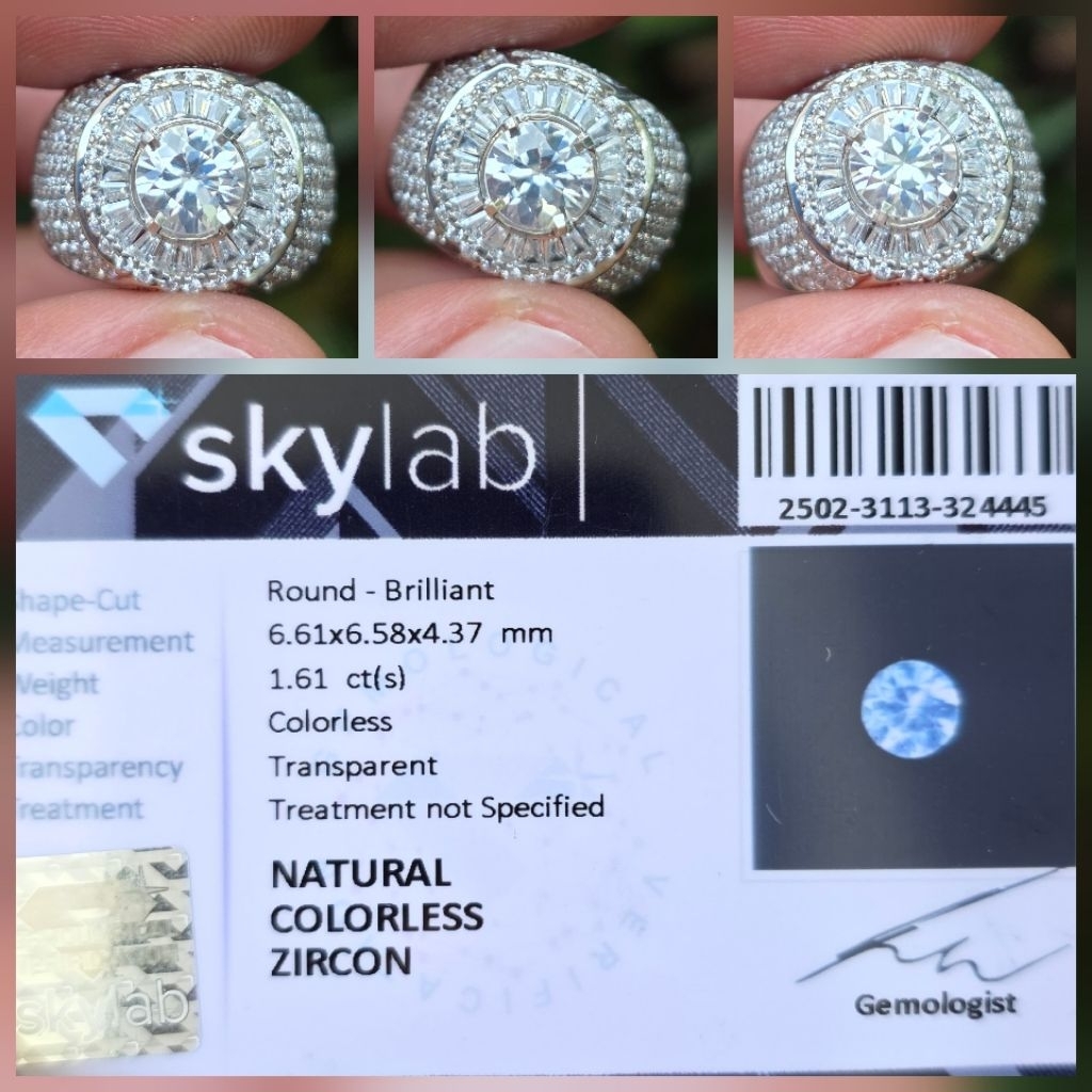 Batu Natural HQ Colorless Zircon Memo 1.61 crt