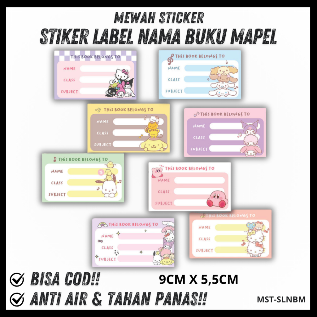

Sticker label nama Anak Buku Sekolah Stiker nama buku tempelan