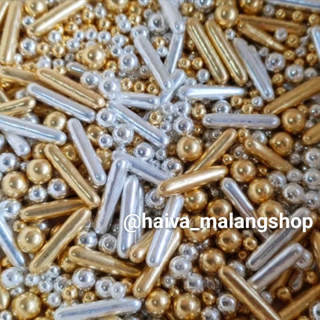 

Mixit Series Gold Silver Mix / Sprinkle / Hiasan kue bisa dimakan / Spikel / Cup Cake