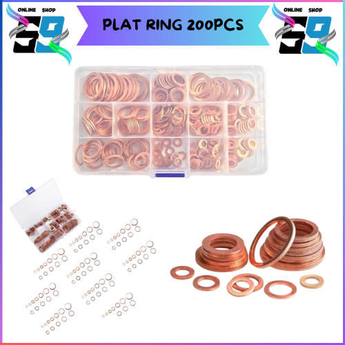 Ring Plat Tembaga 200pcs Ring Baut M6-M14 Gasket Mobil Bolt & Nut Flat Ring Seal Flatted Washer Cinc