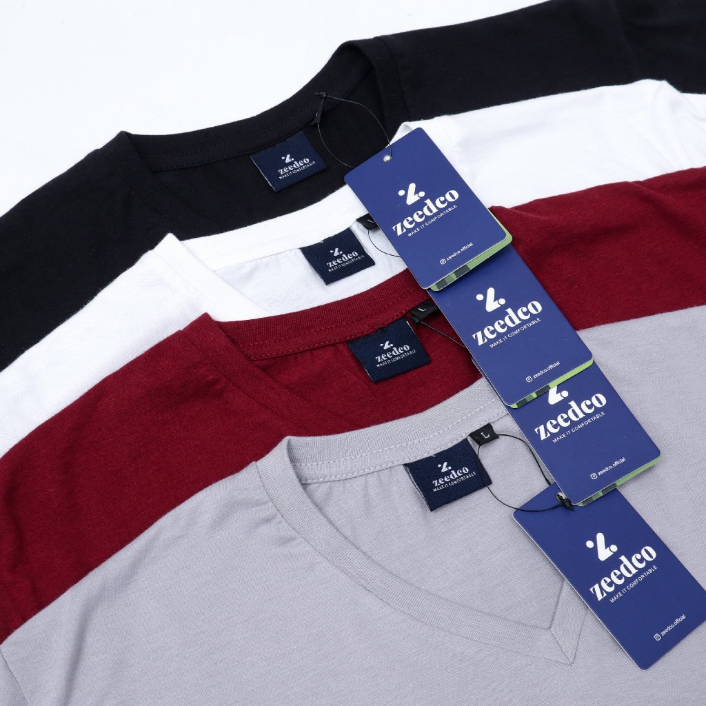 Polos neck Katun Kaos Polos V-Neck Pria Bahan Katun Bambu 30s Adem dan Lembut neck Katun Bambu Cotto