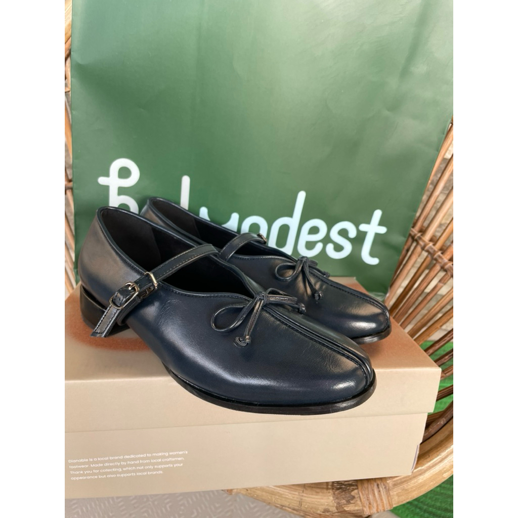 Mary Janes Rachel NAVY dianable 40 (NEW) free bag hgl modest, gift idea ide kado sepatu slip on sand