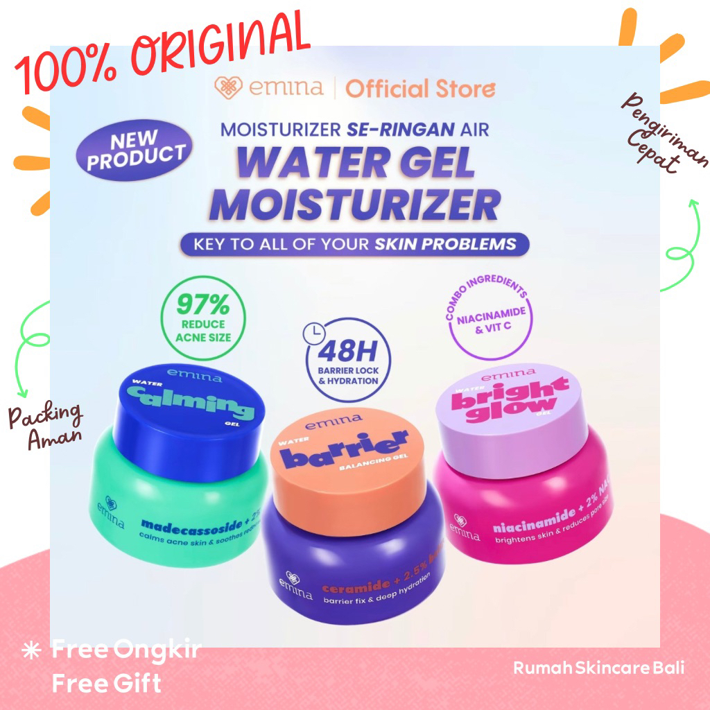 Emina Water Moisturizer Gel 30g | Water Calming Gel | Water Barrier Gel | Water Bright Glow Gel