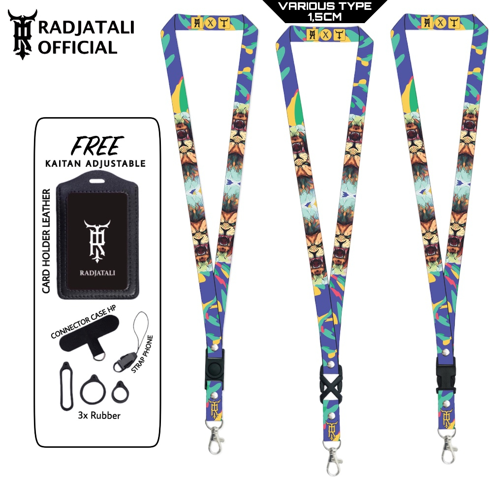 

Lanyard Radjatali 1.5cm Lion V3 Gantungan Tali Holder ID Card - Lion Series