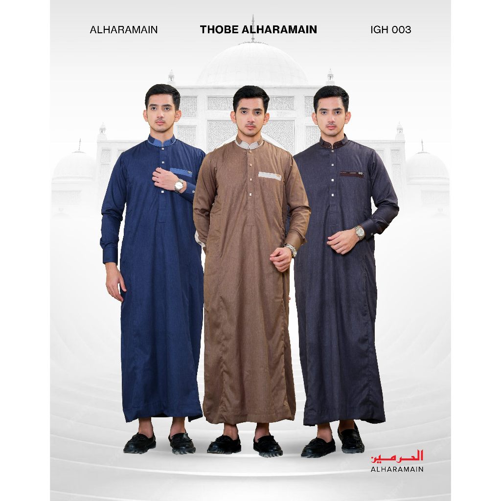 AL Haramain Jubah / Gamis Pria Remaja & Dewasa Premium Wol (IGH 003) | Hitam | Abu | Abu Tua