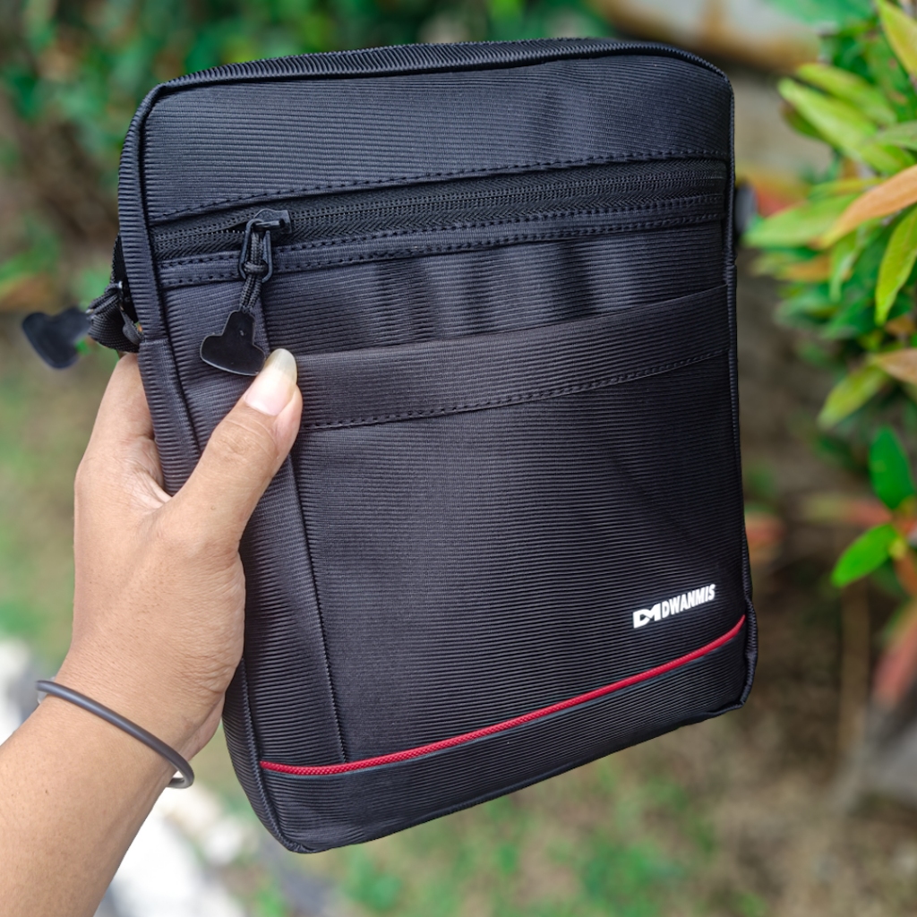 Tas Selempang Bahu Kanvas Original Merek DM | Sling Bag Pria Kain | Tas Bahu Pria Kain I DM K2