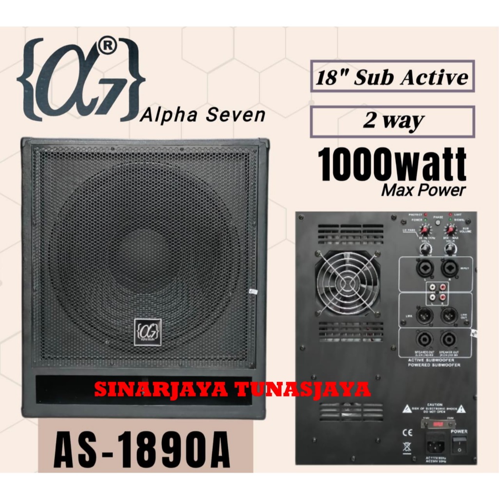 SUBWOOFER AKTIF ALPHA SEVEN AS 1890A 2WAY 1000 WATT  ORIGINAL 18 inch alpha seven AS-1890A / AS1890A