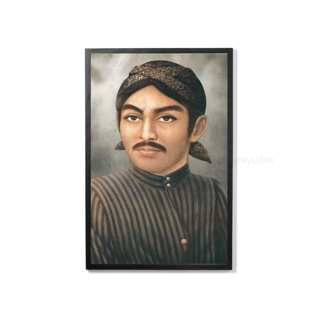 Poster Dinding Lukisan Cetak Sunan Kalijaga Pajangan Dinding Spiritual Bingkai Kayu