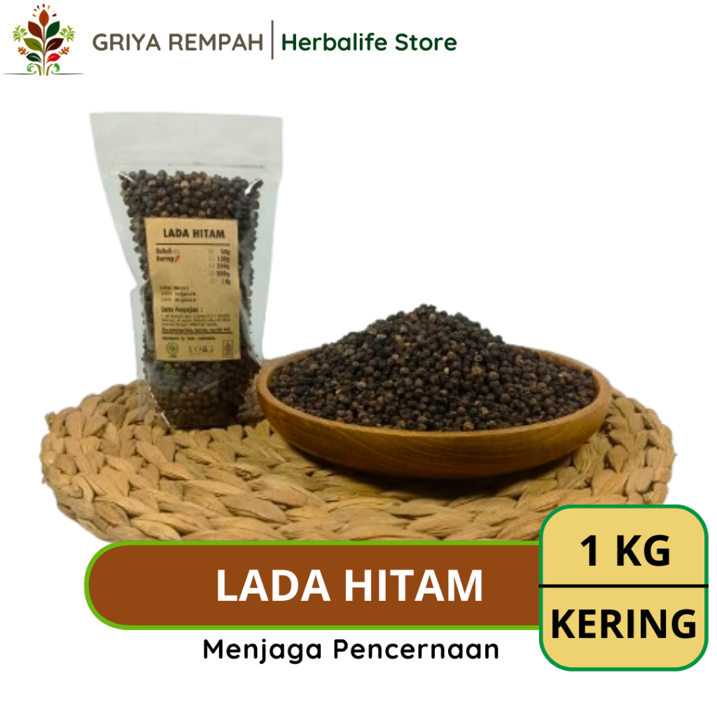 

BIJI LADA HITAM KERING 1 KG Merica Rempah Herbal Simplisia Alami untuk Bumbu Masakan & Jamu Tradisional Kesehatan Mrica Mrico Ireng Piper nigrum