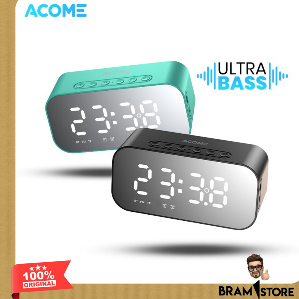 Acome A5 Speaker Bluetooth 5.0 Jam Alarm LED Display Ultra Bass A5