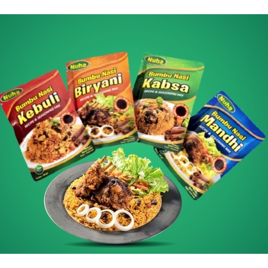 

Bumbu Instant Nuha Non MSG 60 Gram Bumbu Kebuli / Kabsa / Mandhi / Briyani Bumbu Instant