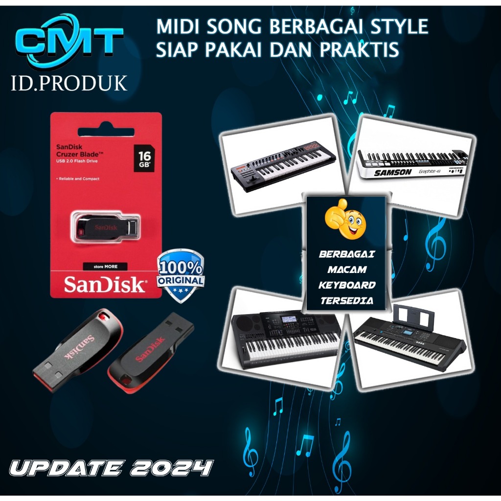 Sandisk Terlaris Flashdisk Midi Song Berbagai STYLE KEYBOARD RIBUAN LAGU
