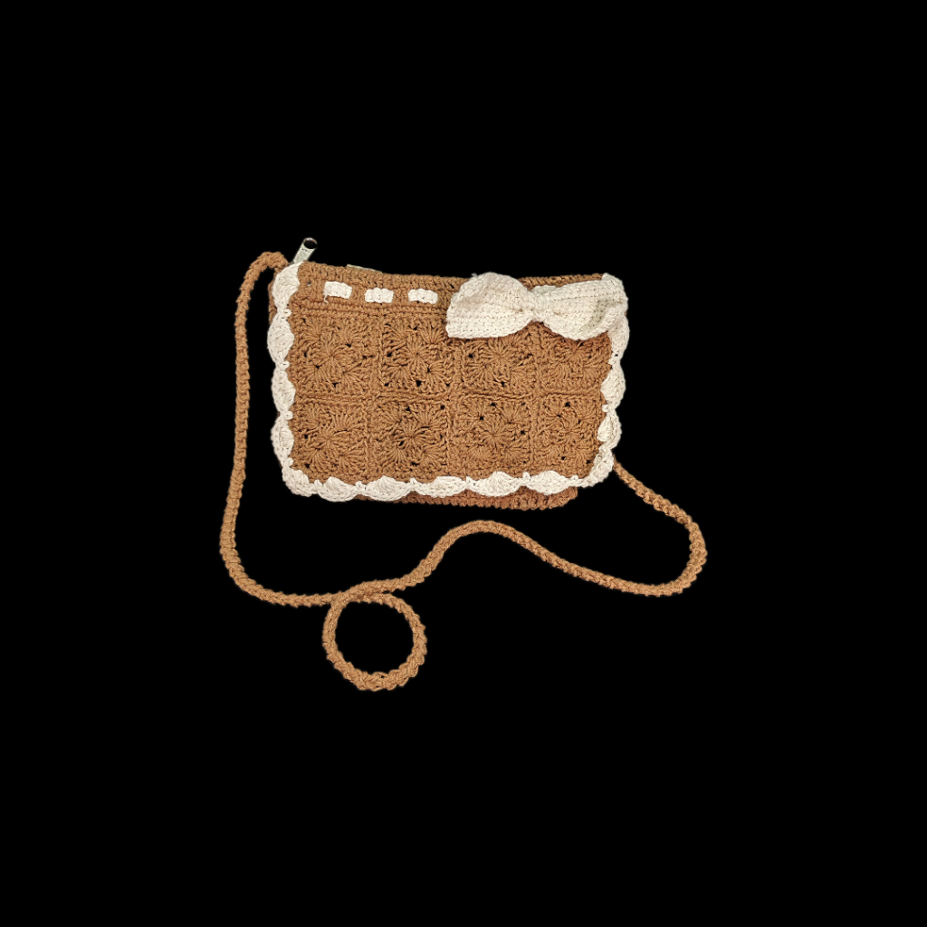Tas Slempang Rajut Mini Model Pita Samping