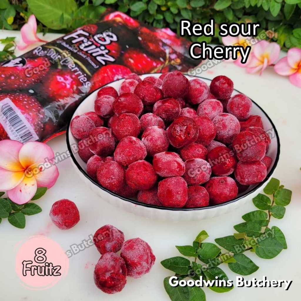 

Frozen fruit IQF RED CHERRIES SOUR 8 Fruitz imported buah beku CHERRY MERAH MASAM 8Fruitz 500g