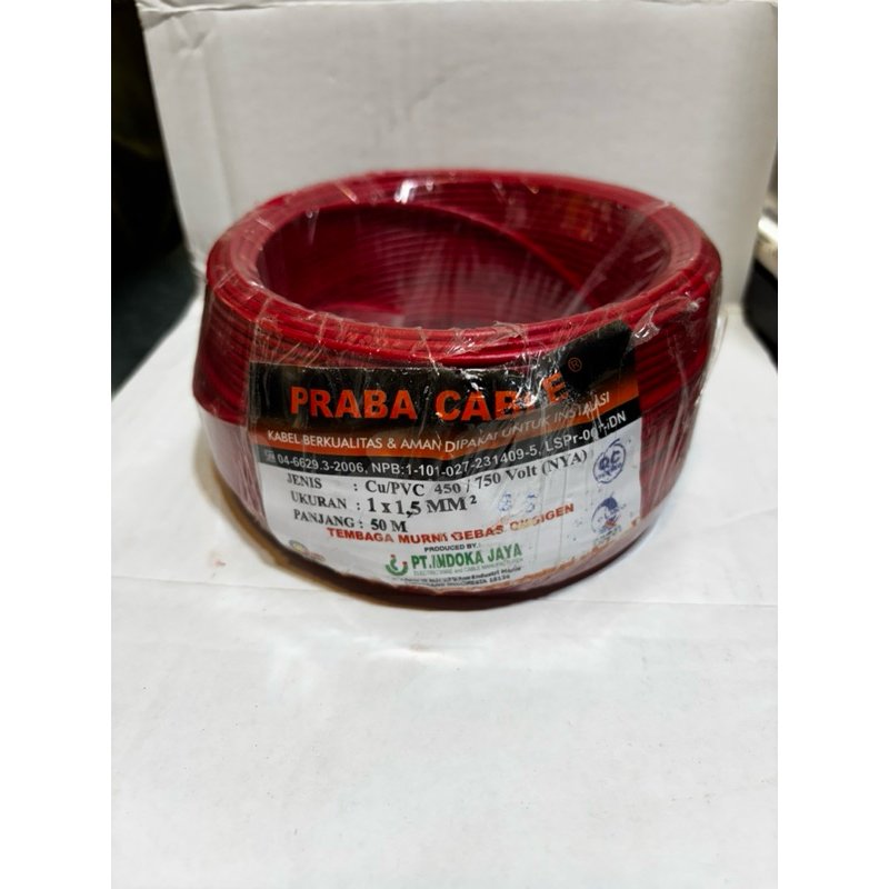 Kabel Listrik Tunggal (NYA 1,5mm) 50m Praba