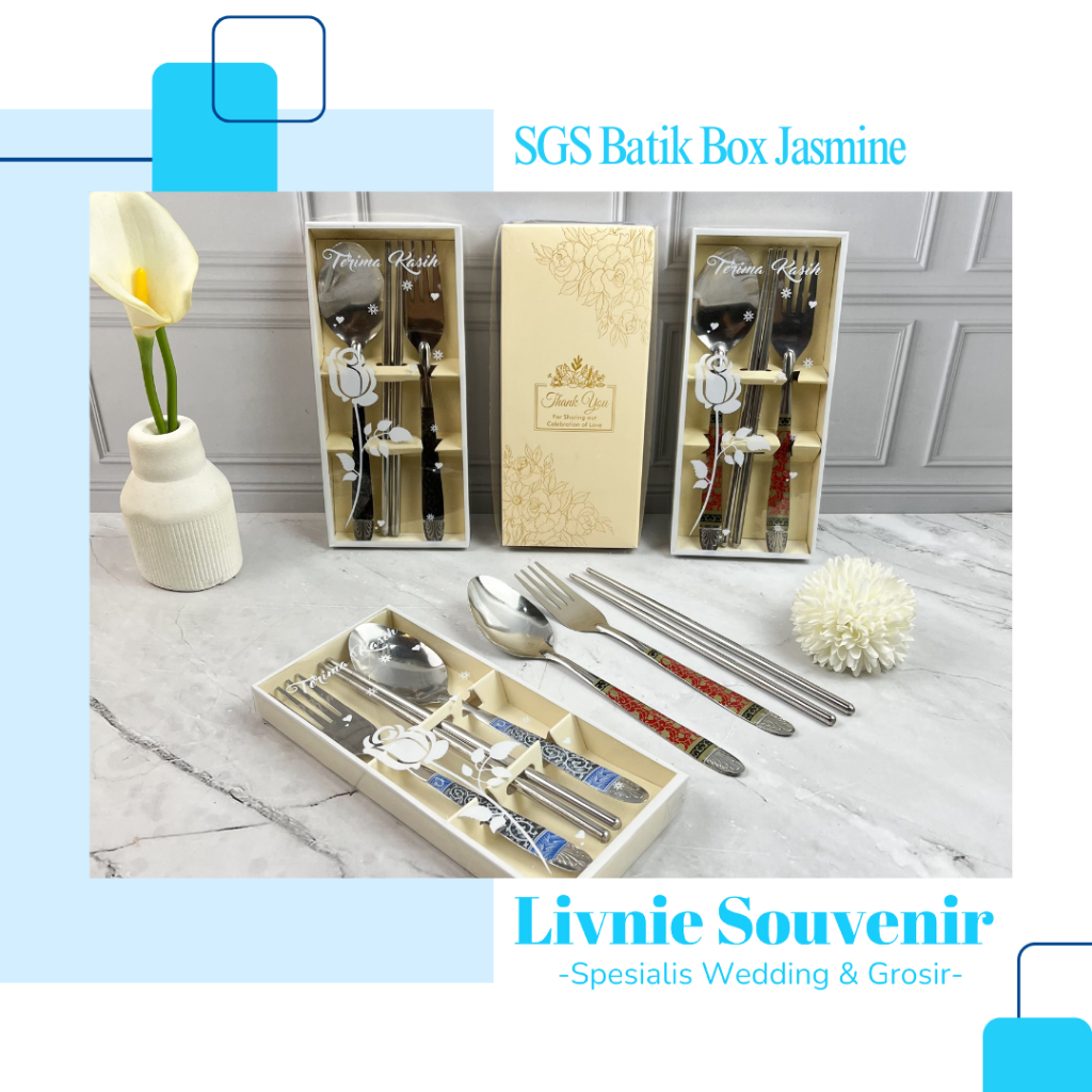 Souvenir SGS Sendok Garpu Sumpit Stainles BATIK Bok  Jasmine Mika