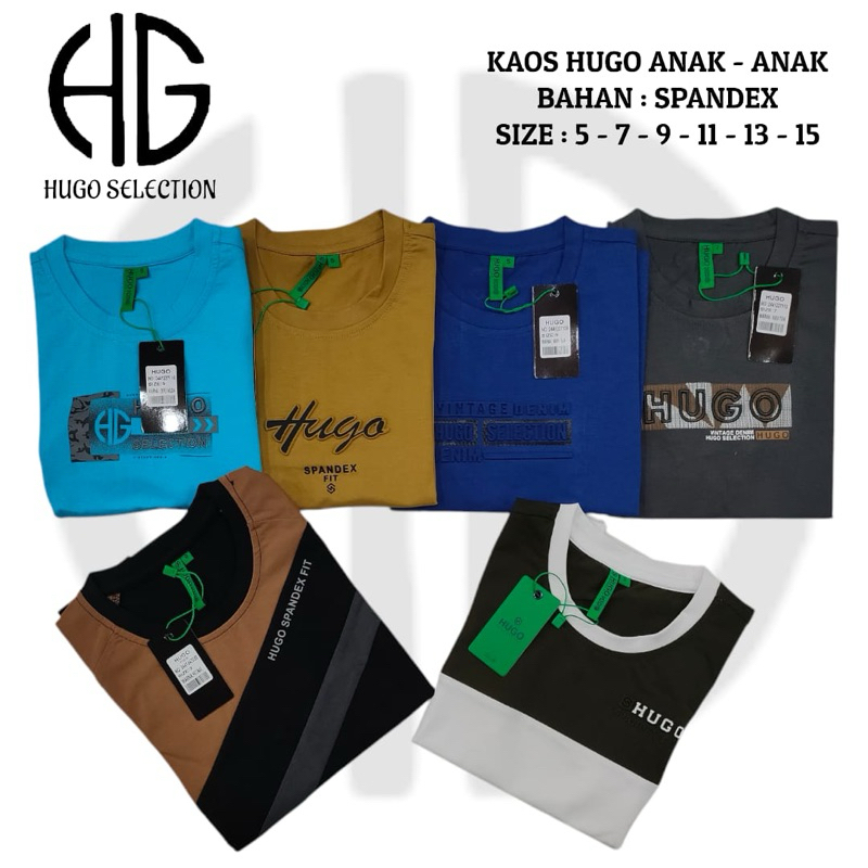 Hugo Selection Kaos Anak2 bahan spandek original trbaru 2025