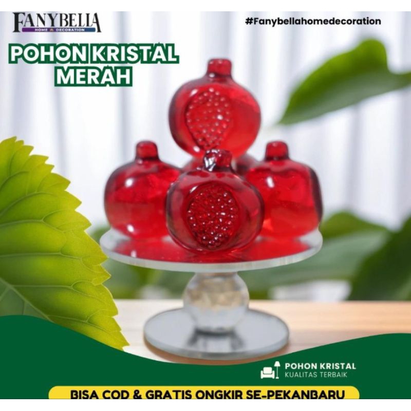 Pajangan Kristal Pohon Kristal buah MERAH APEL Buah Dekorasi Rumah Import