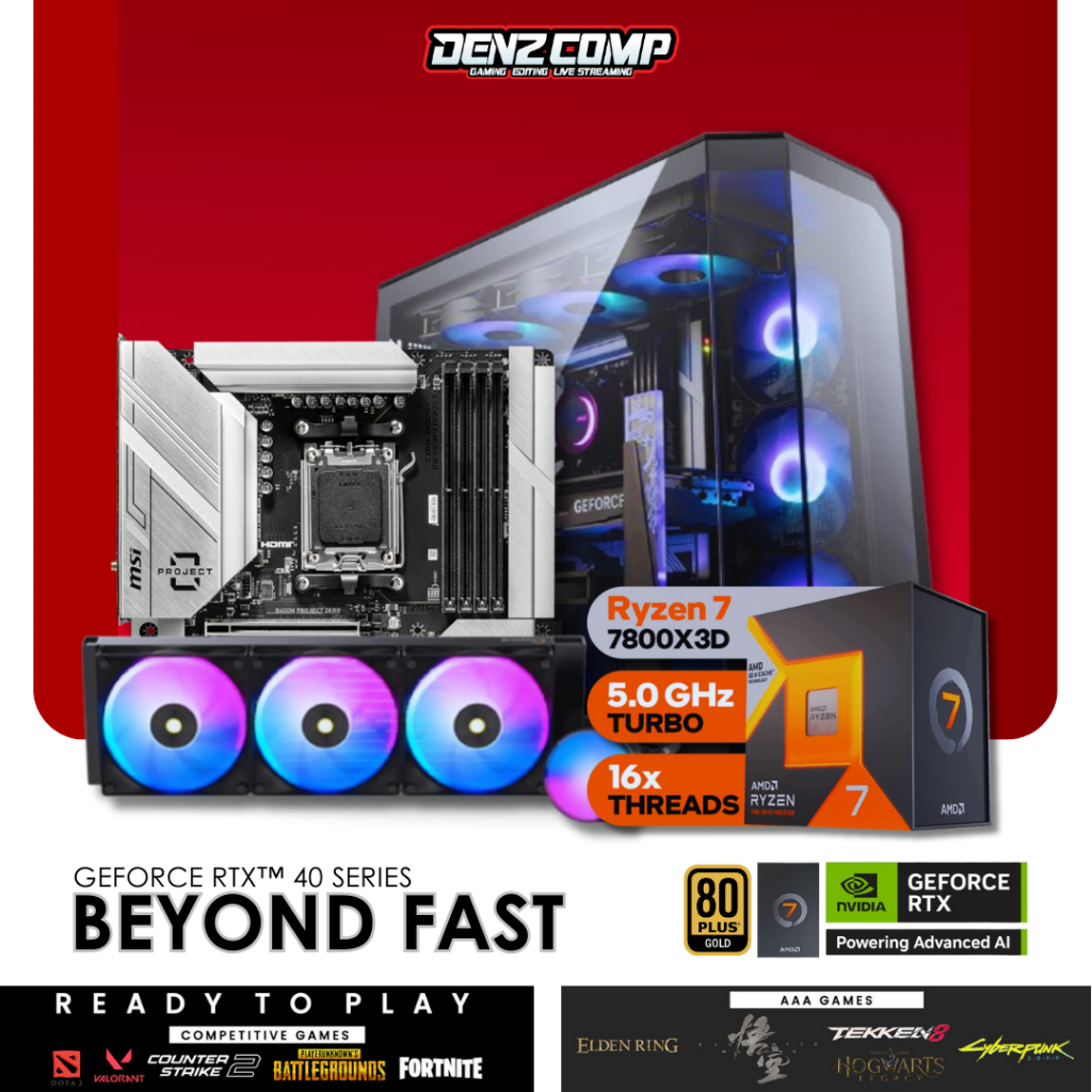 PC RAKITAN AMD RYZEN 7 7800X3D / DDR5 32GB / NVMe 1TB - PC GAMING DESAIN - (TANPA VGA)