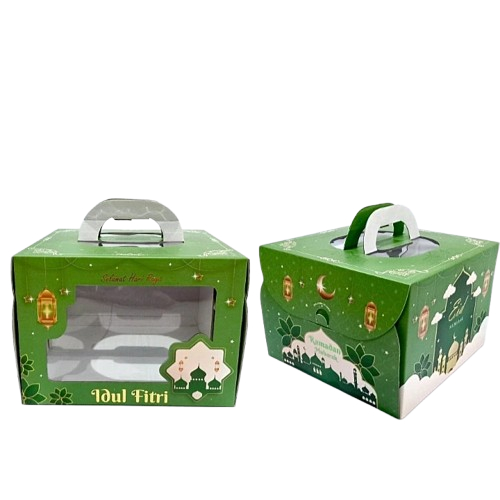 

5 Pcs Box Mika Hampers Lebaran Warna Hijau Muda Ukuran 22x22x16cm Packaging Idul Fitri