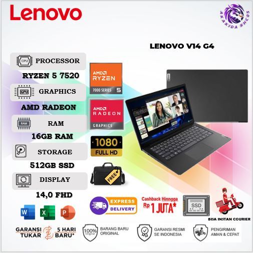 Laptop Lenovo V14 G4 Ryzen 5 7520U RAM 16GB 512GB SSD 14.0" FHD WIN11