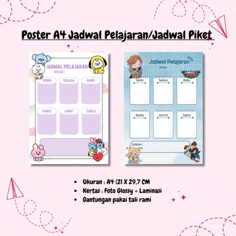

Poster Jadwal Pelajaran A4