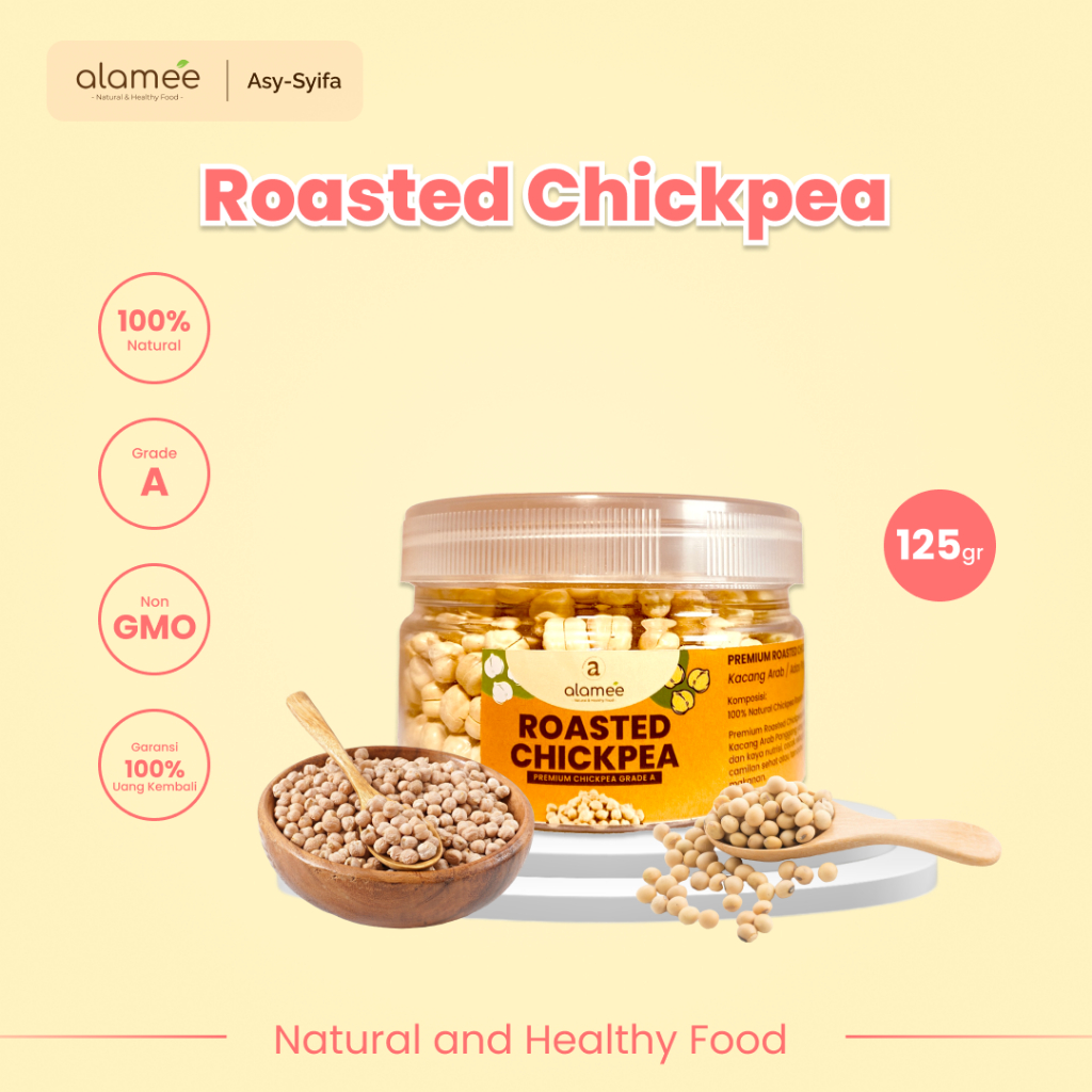 

ALAMEE Kacang Arab Panggang Roasted Chikpea Kacang Adas Gurih Matang Siap Makan PREMIUM 125gr