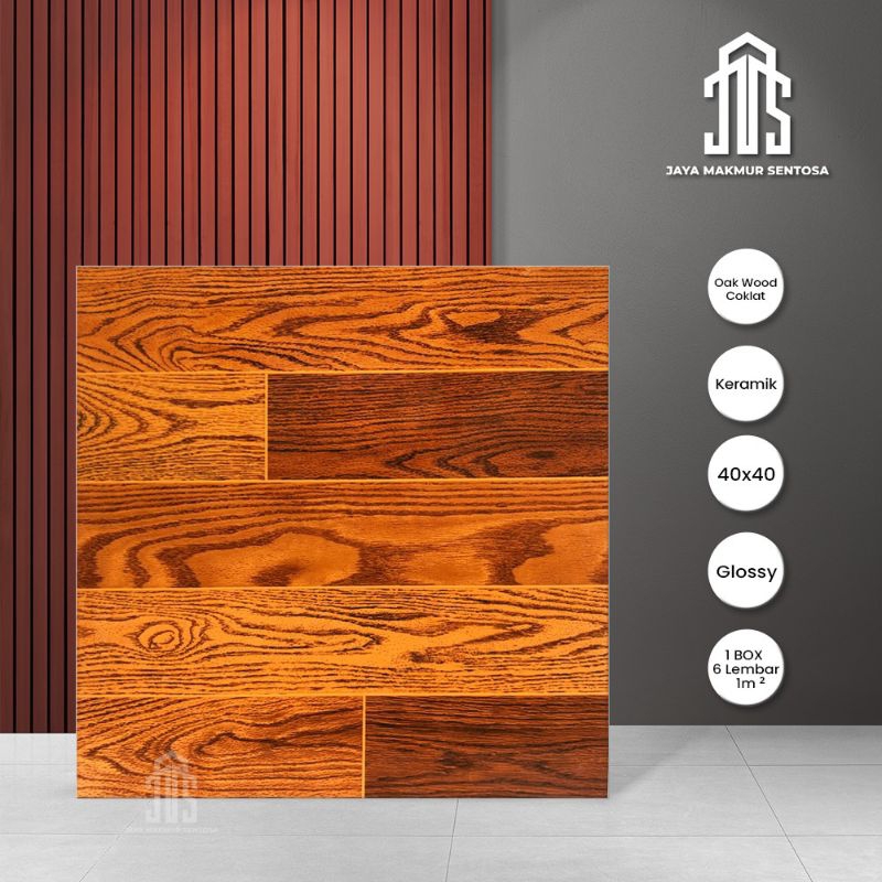 Keramik Lantai Glossy Serat Kayu OakWood 40x40