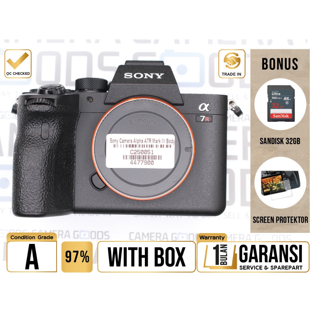 Sony Alpha A7R IV Body Only Full Frame Camera - Grade A - C250051 Kamera Digital Mirrorless Used Sec