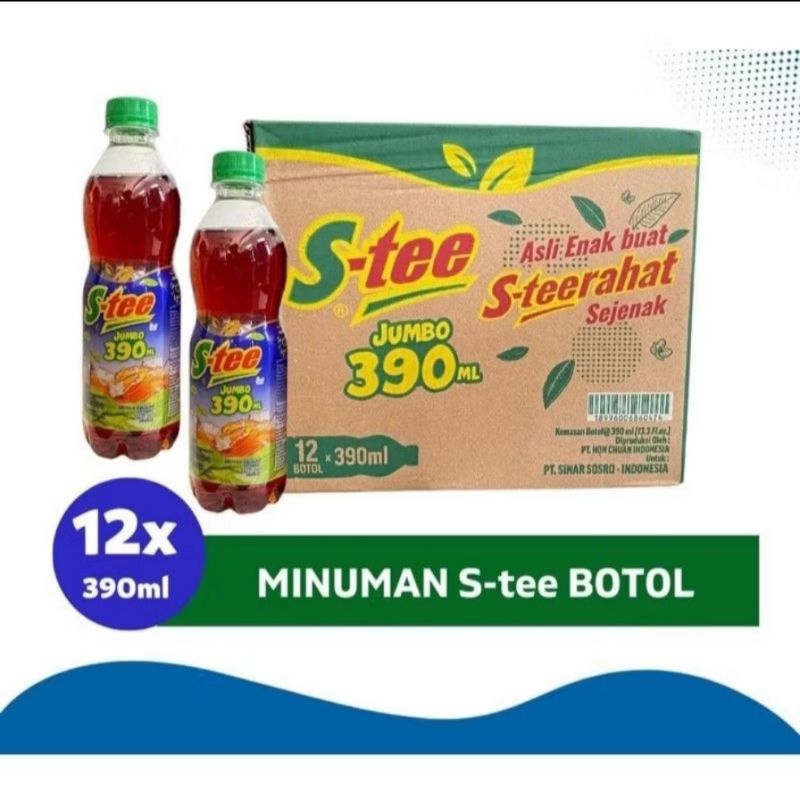 

S Tee Botol Jumbo 390 ml 1 Dus Isi 12 Botol