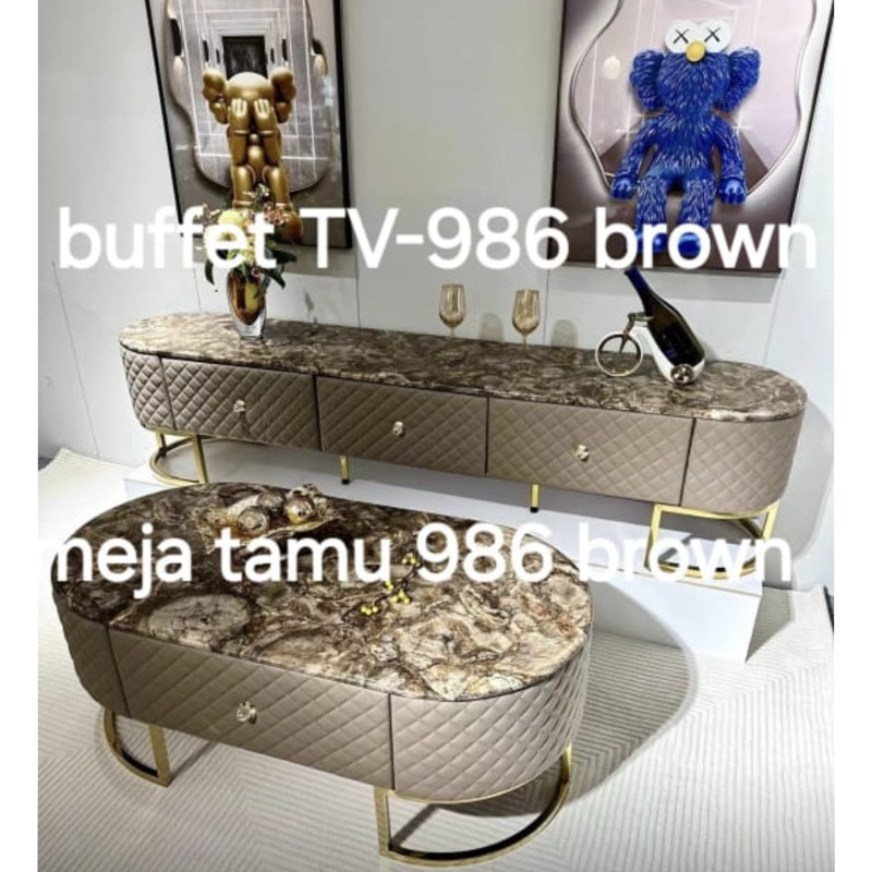 Buffet tv dan meja tamu marmer