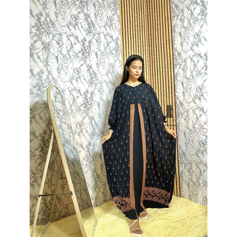 Zakiya Kaftan Super Jumbo Busui Friendly Rayon Premium Batik Adem Nyaman Tebal Bumil Gamis