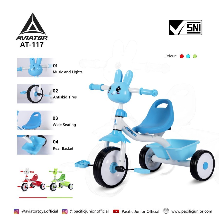 Sepeda Roda TIga Tricycle Aviator AT-117 Mainan anak