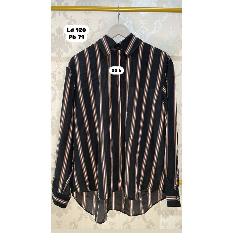 Kemeja salur/ kemeja garis premium/ blus cantik blus preloved/ kemeja oversize