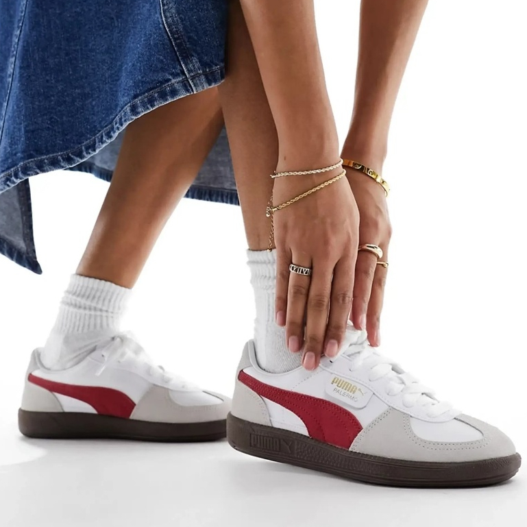 SEPATU PUMA LEATHER WHITE CLUB RED ORIGINAL FREE PAPER BAG DAN FREE KAOS KAKI SEPATU UNISEX