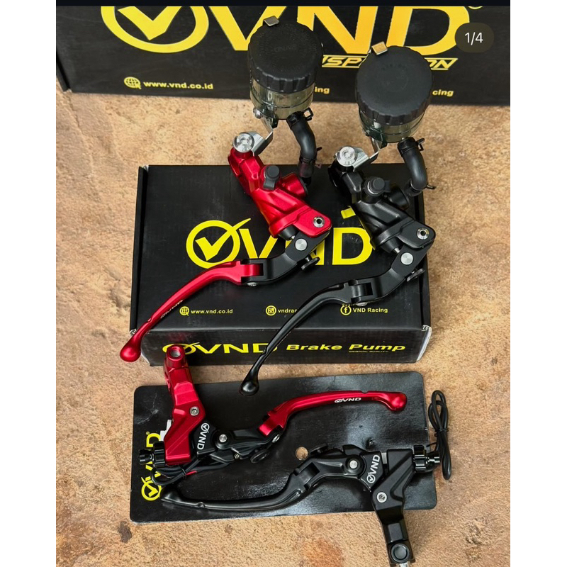 Master rem tabung radial VND Ak111 set kiri kanan merah hitam black red