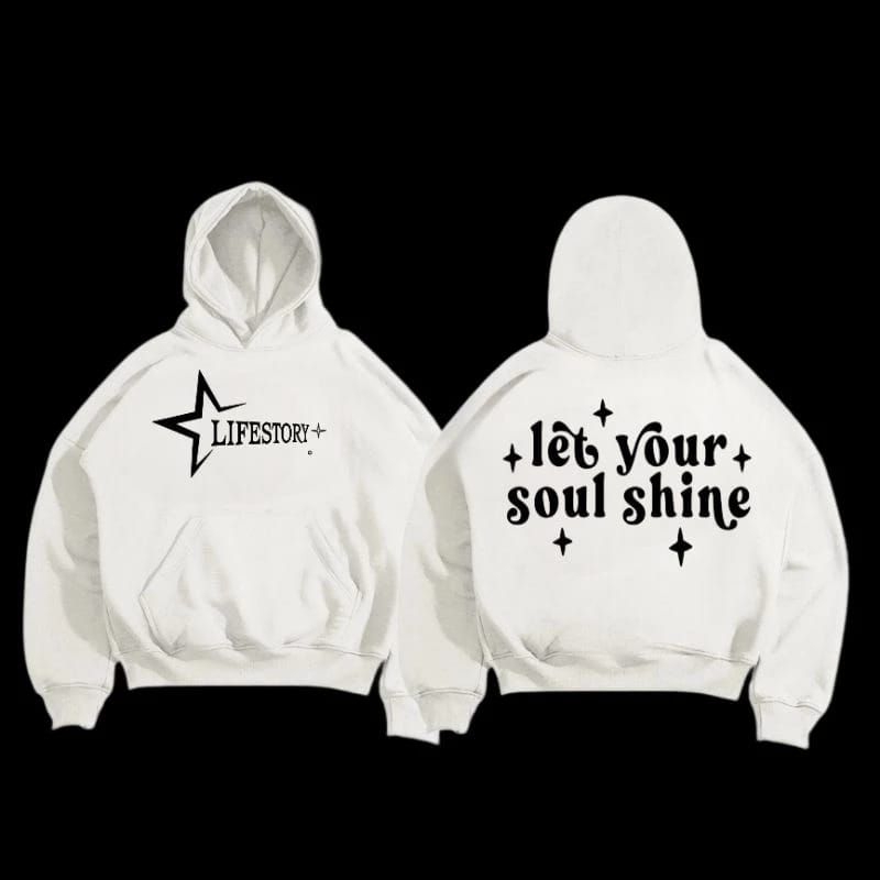 Hoodie Boxy White Oversize Pria Wanita