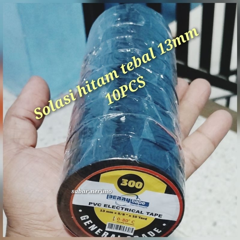 

solasi listrik tebal rol pvc hitam 1 slop 10 pcs solatip