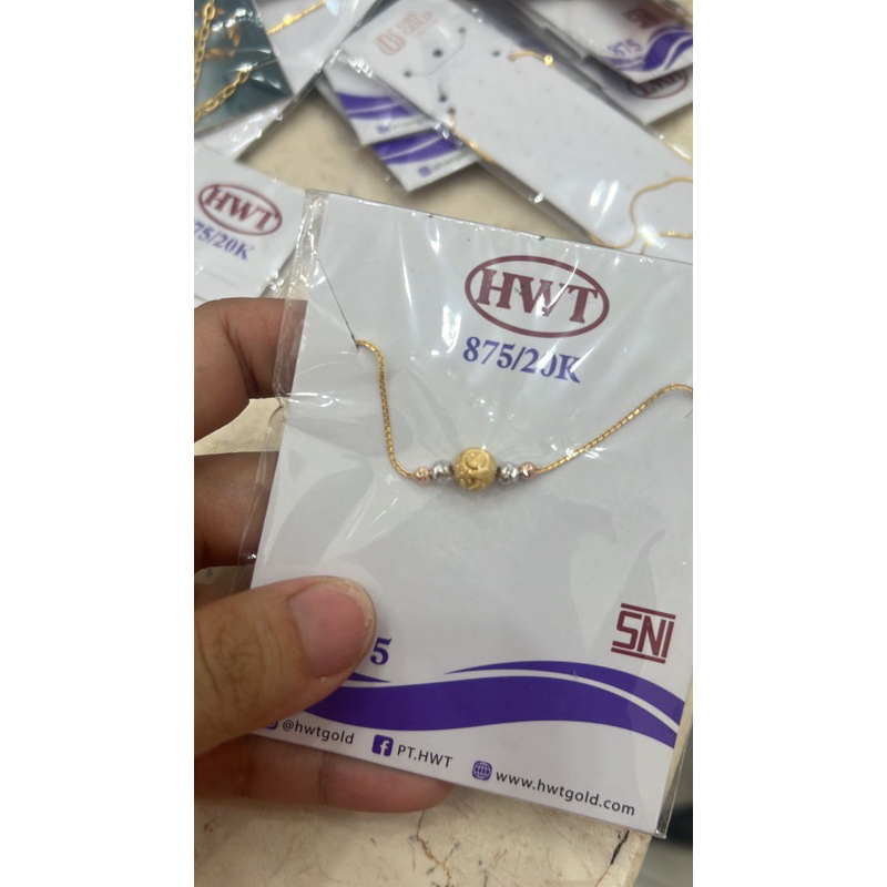 Gelang emas asli kadar 875 model serut 3 warna