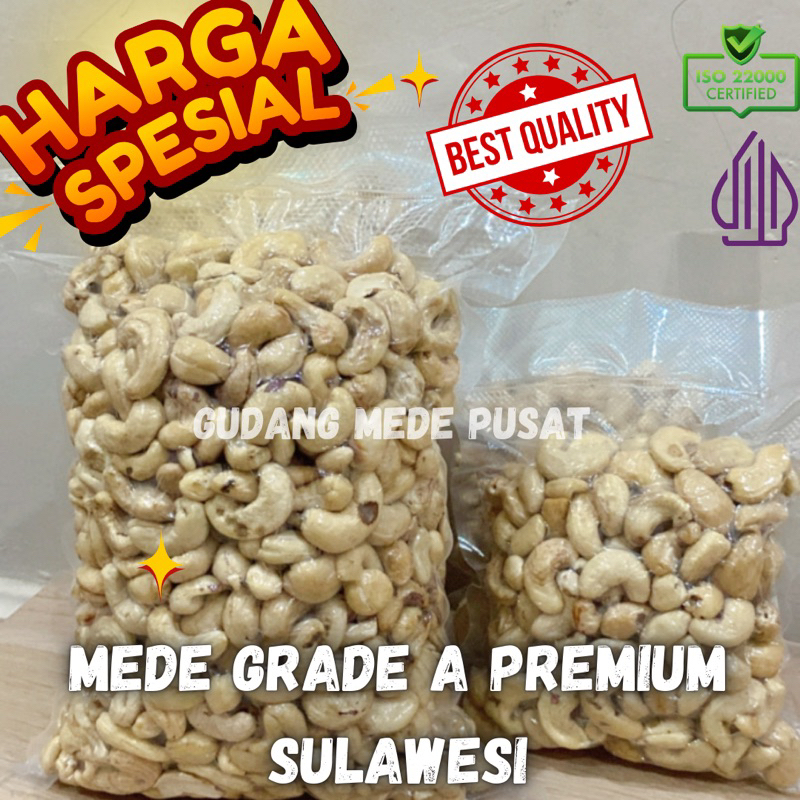 

Kacang Mede utuh GRADE A PREMIUM Sulawesi terlaris 1kg mentah, Kacang mede mentah utuh premium fresh, gudang Kacang Mente utuh sulawesi termurah, mente super lokal bergaransi, mede lokal super ready, kacang mete mentah 1 kg, Kacang mete super jumbo