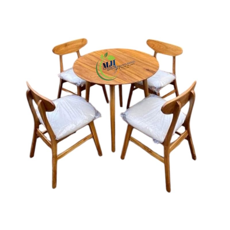 meja cafe ropan / meja bundar ropan kursi 4