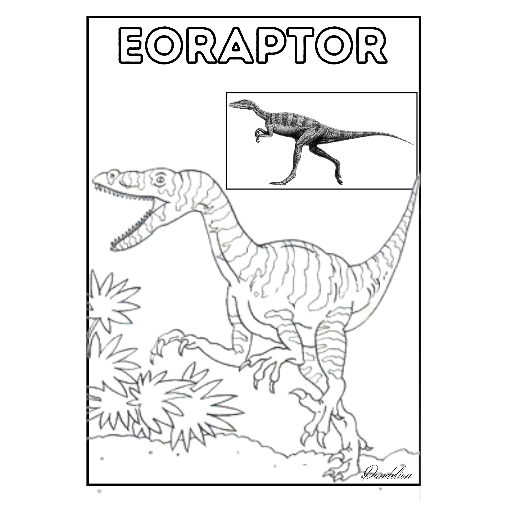 

Kertas Mewarnai Dinosaurus: Eoraptor, Fukuiraptor, Fukuisaurus, Gastonia, Giganotosaurus