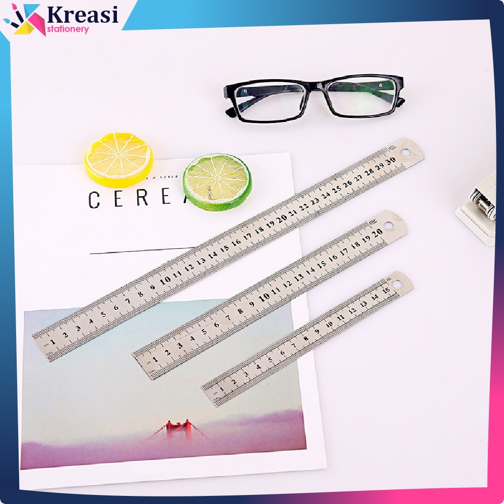 

Penggaris Besi 30CM Peralatan Sekolah / Ruler 15CM Penggaris Stainless Alat Ukur Serbaguna Kreasi Stationery A107