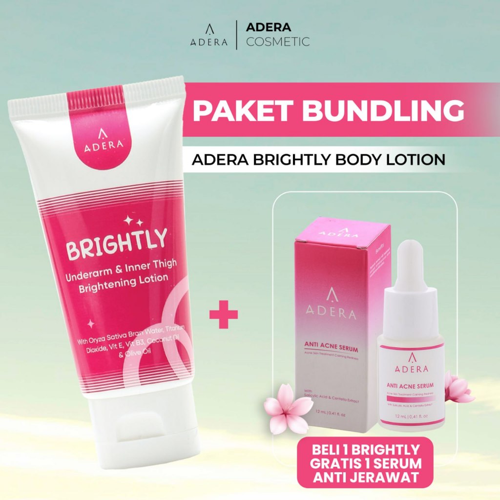 ADERA BRIGHTLY + FACE SERUM ACNE SERUM ADERA WAJAH ORI UNTUK FLEK HITAM GLOWING ORIGINAL BPOM ASLI