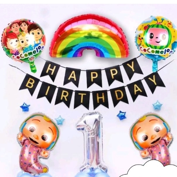 Paket dekorasi ulang tahun cocomelon set dekor birthday cocomelon anak